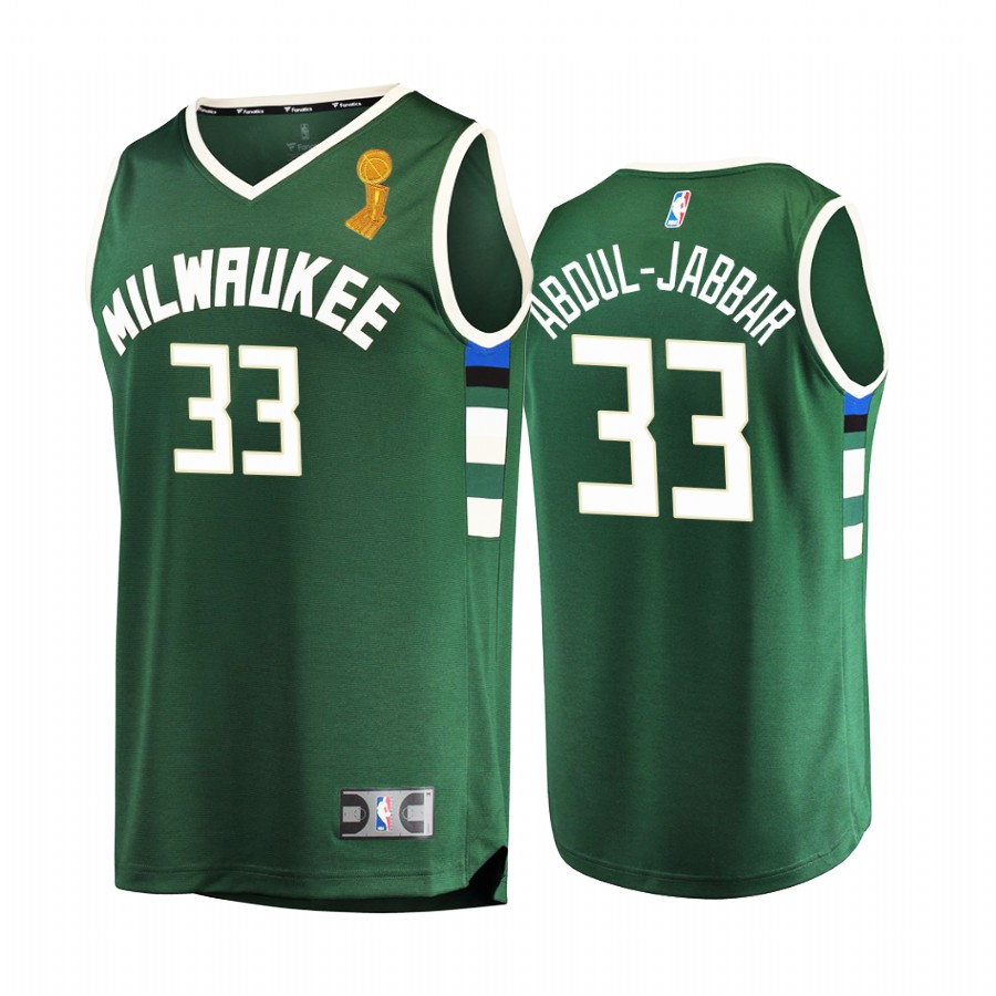 Milwaukee Bucks Kareem Abdul-Jabbar Finals Champions Jersey Green #33