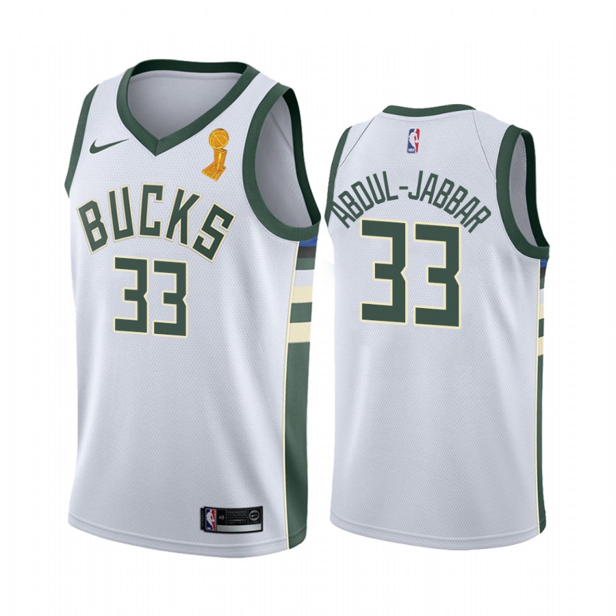Milwaukee Bucks Kareem Abdul-Jabbar Finals Champions Jersey White #33