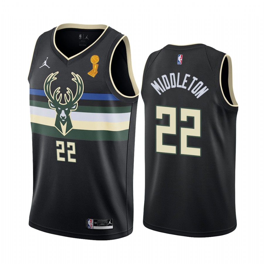 Milwaukee Bucks Khris Middleton Finals Champions Jersey Black #22