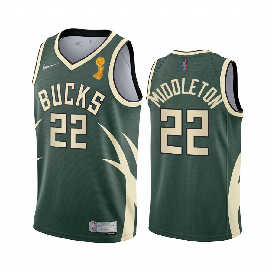 Milwaukee Bucks Khris Middleton Finals Champions Jersey Green #22