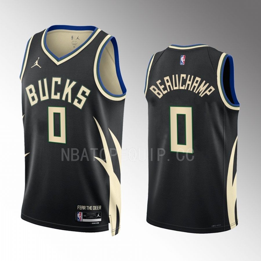 Milwaukee Bucks MarJon Beauchamp Statement Edition Black #0 Jersey Fear the Deer