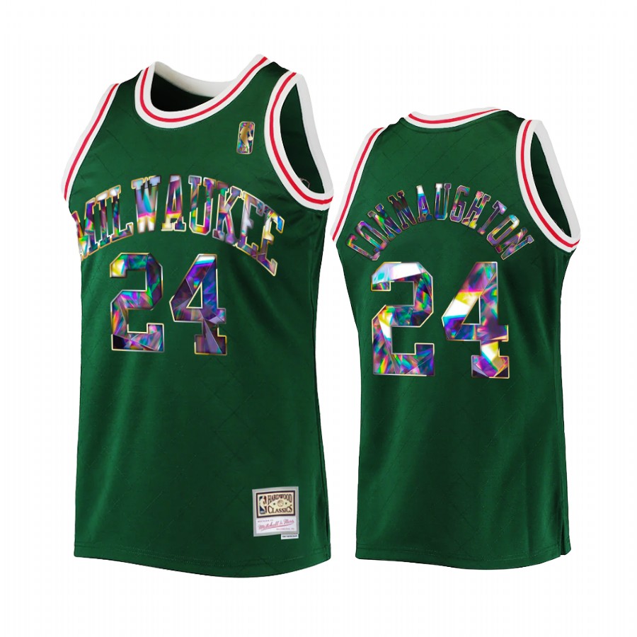 Milwaukee Bucks Pat Connaughton Green 75th Diamond Badge Men Jersey Throwback