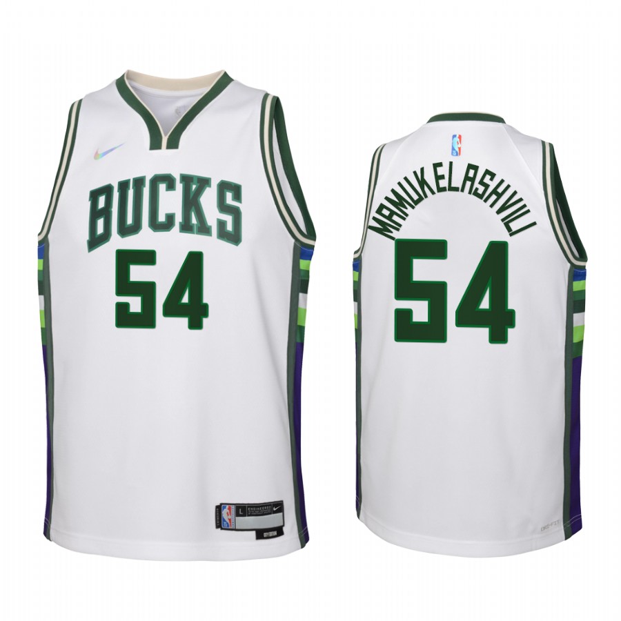Milwaukee Bucks Sandro Mamukelashvili City Edition White Youth Jersey 75th Season #54