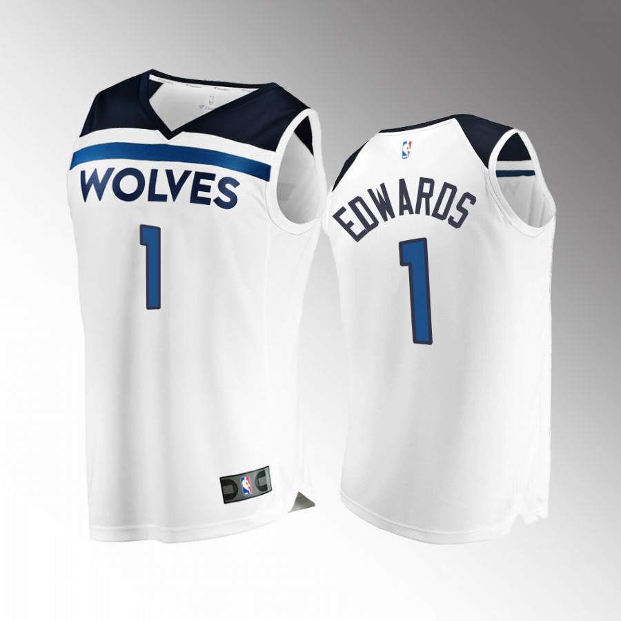 Minnesota Timberwolves #1 Anthony Edwards Association Jersey White