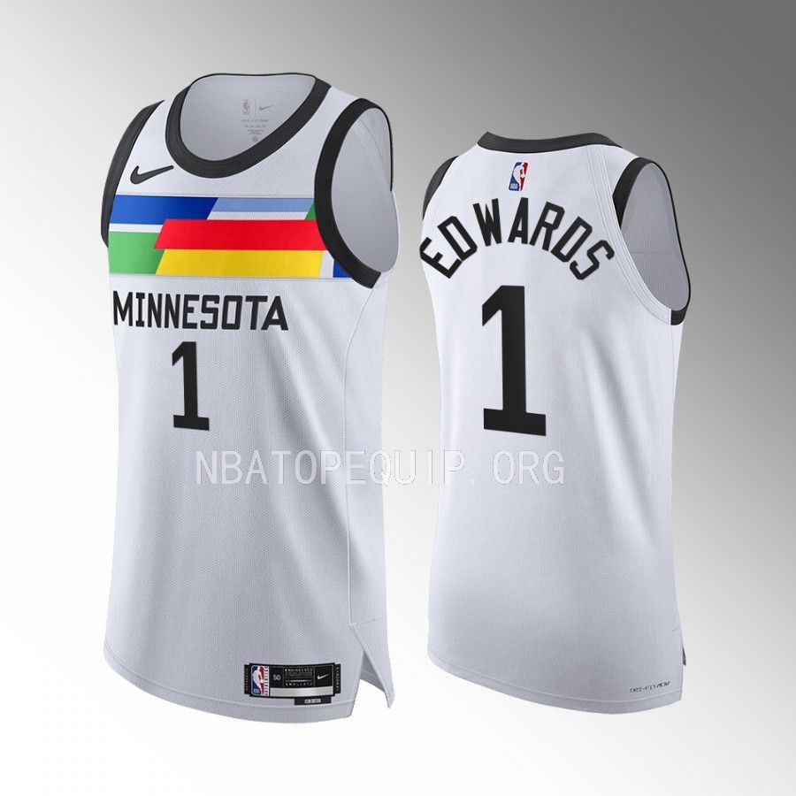 Minnesota Timberwolves #1 Anthony Edwards White Jersey City Edition