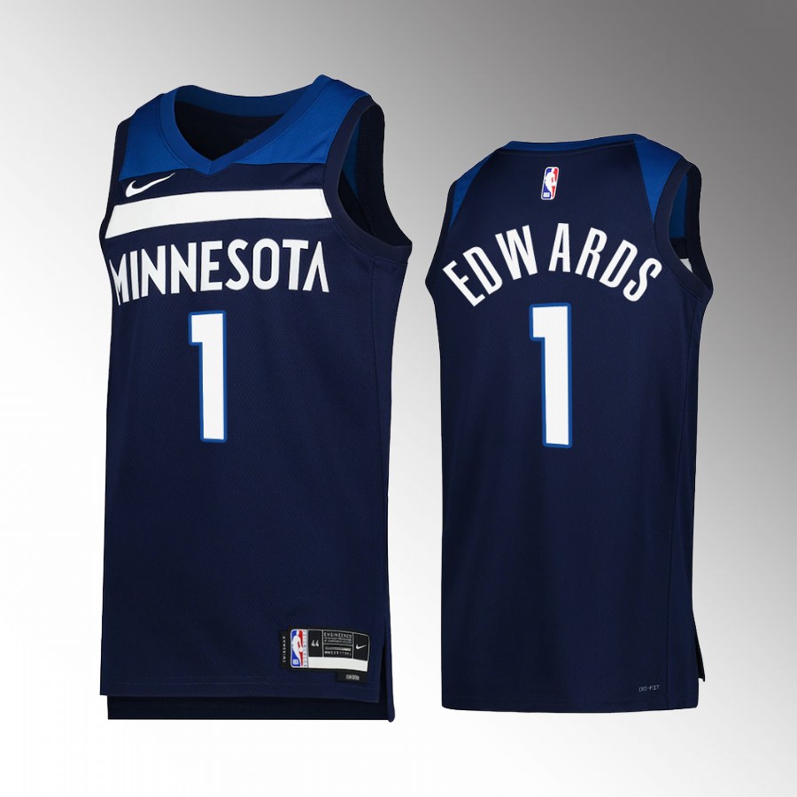 Minnesota Timberwolves Anthony Edwards Icon Edition Navy #1 Jersey Swingman