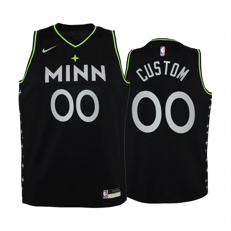 Minnesota Timberwolves Custom City Black Youth Jersey -