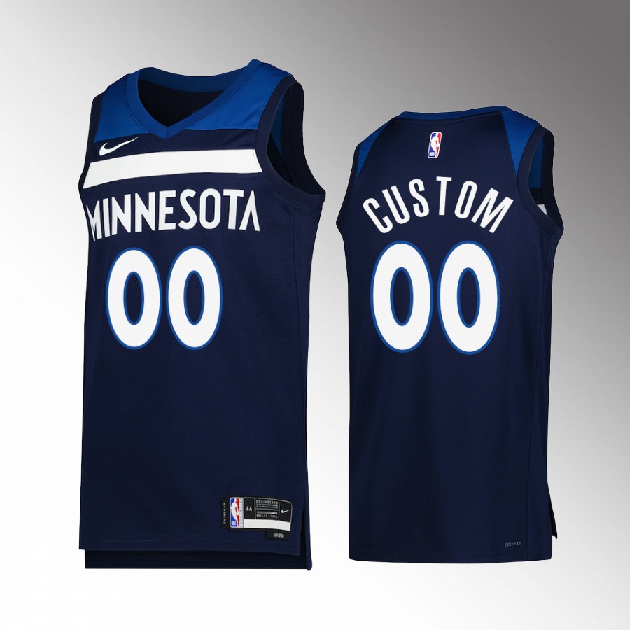 Minnesota Timberwolves Custom Icon Edition Navy #00 Jersey Swingman