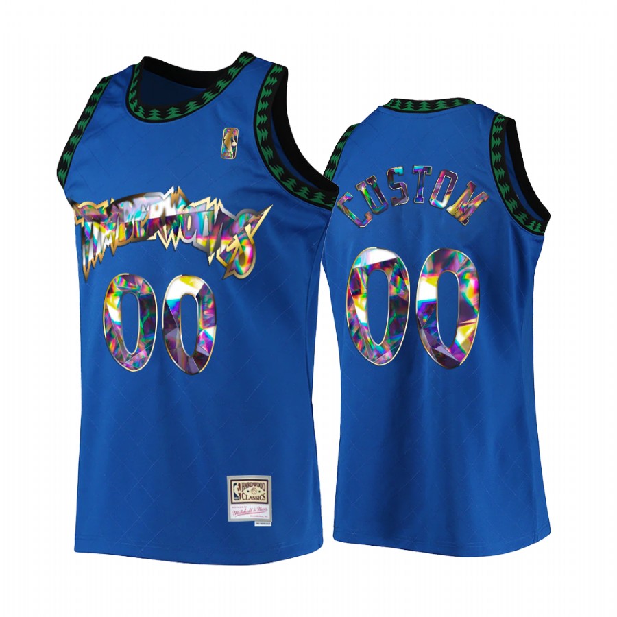 Minnesota Timberwolves Custom 75th Anniversary Diamond #00 Blue Classic Jersey