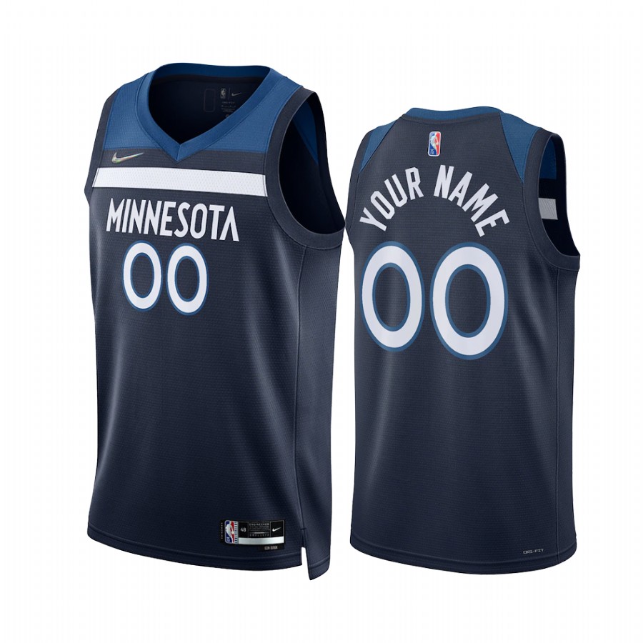 Minnesota Timberwolves Custom Icon Edition Navy Jersey Diamond