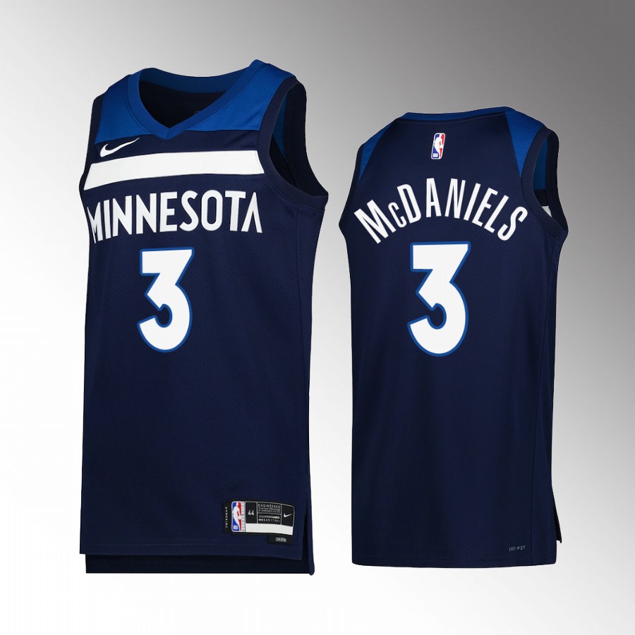 Minnesota Timberwolves Jaden McDaniels Icon Edition Navy #3 Jersey Swingman