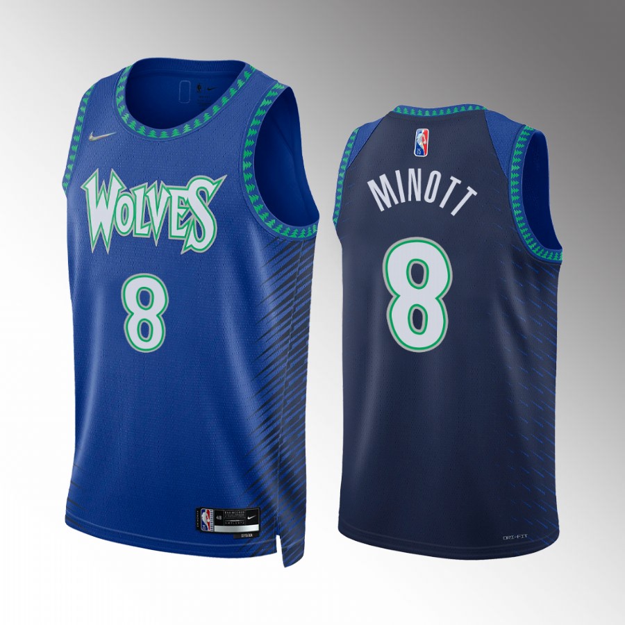 Minnesota Timberwolves Josh Minott Draft #8 Blue Jersey City Edition Memphis Tigers