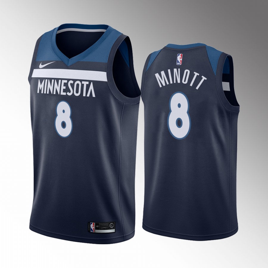 Minnesota Timberwolves Josh Minott Draft #8 Navy Jersey Icon Edition Memphis Tigers