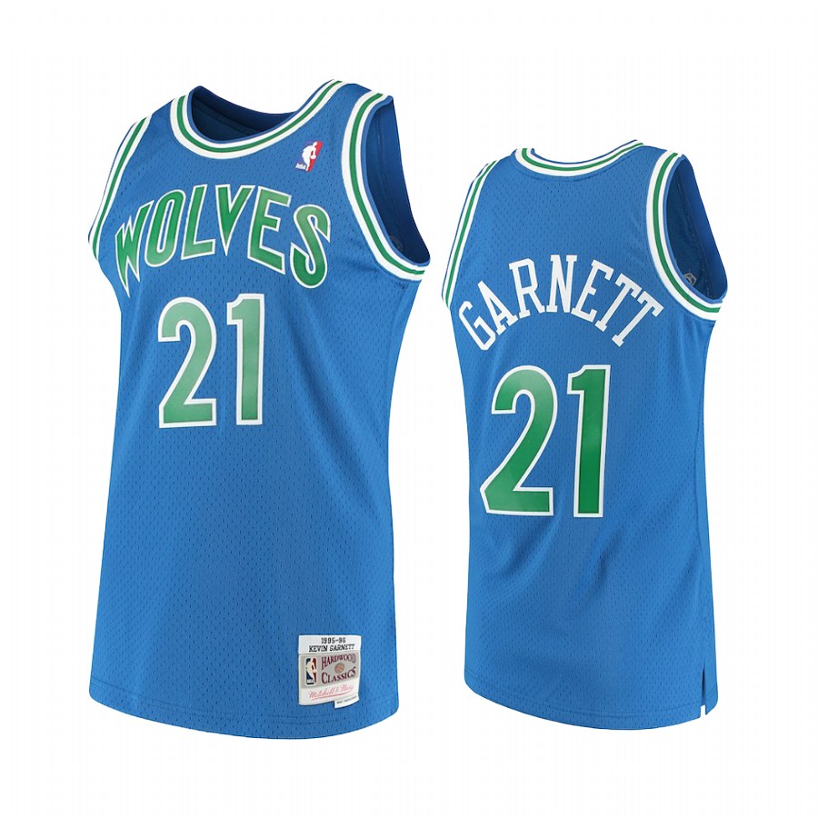 Minnesota Timberwolves Kevin Garnett Blue Hardwood Classics Jersey #21