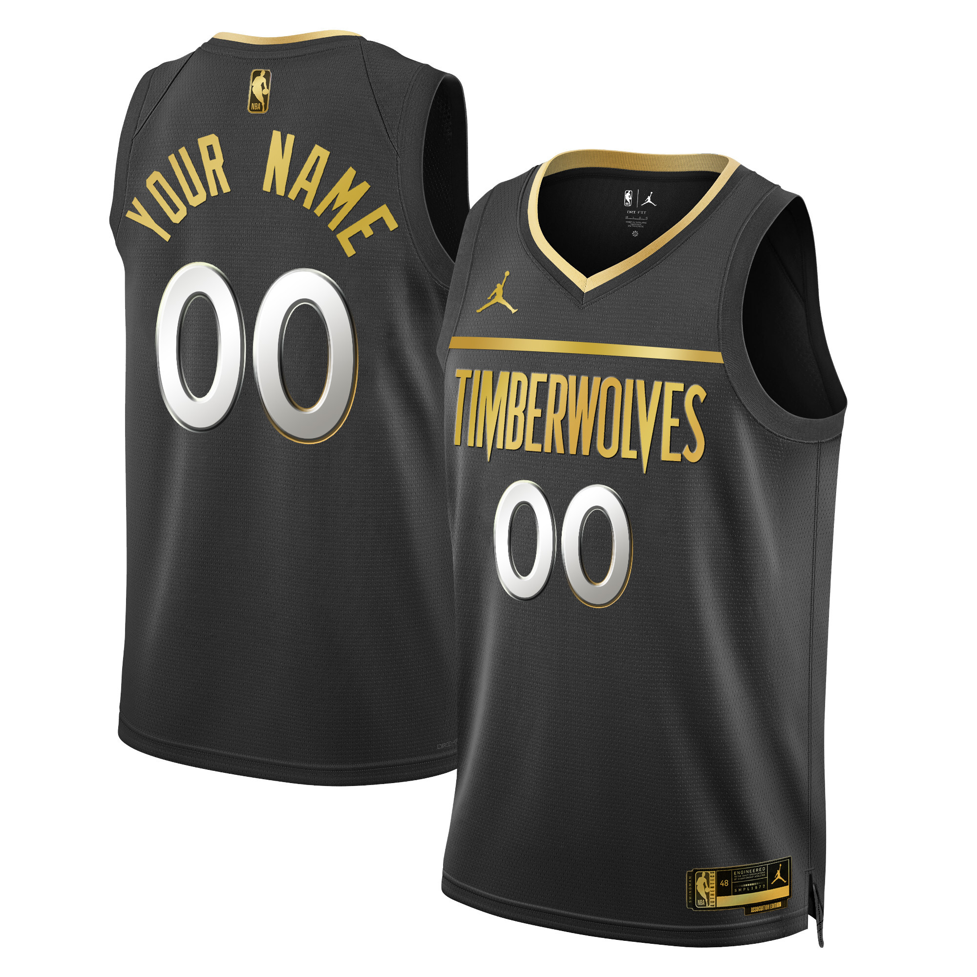 Minnesota Timberwolves Swingman Custom Black Gold Jersey - All Stitched