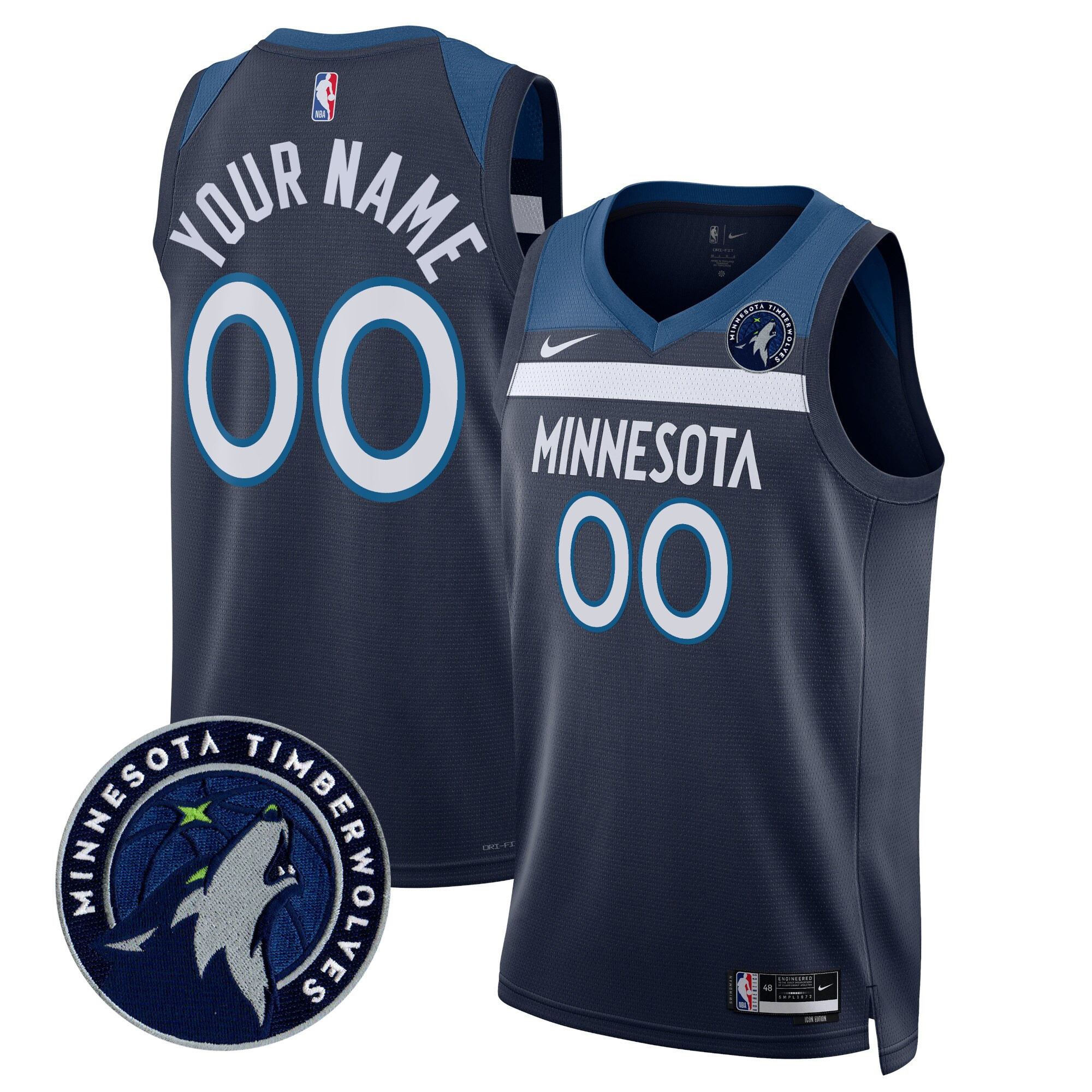 Minnesota Timberwolves Swingman Custom V2 Icon Jersey - All Stitched
