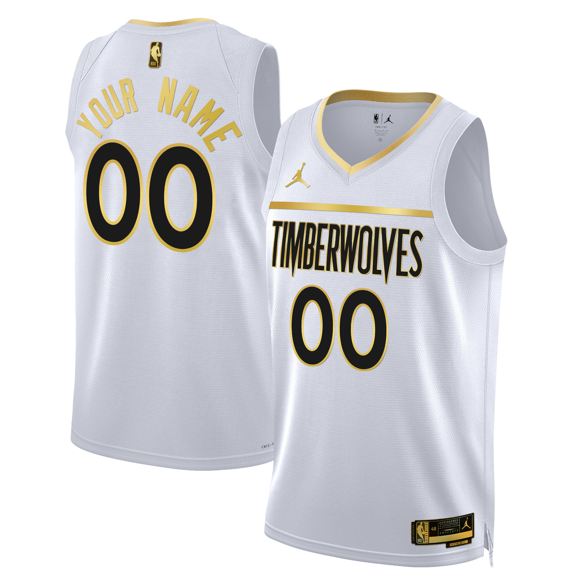 Minnesota Timberwolves Swingman Custom White Gold Jersey - All Stitched