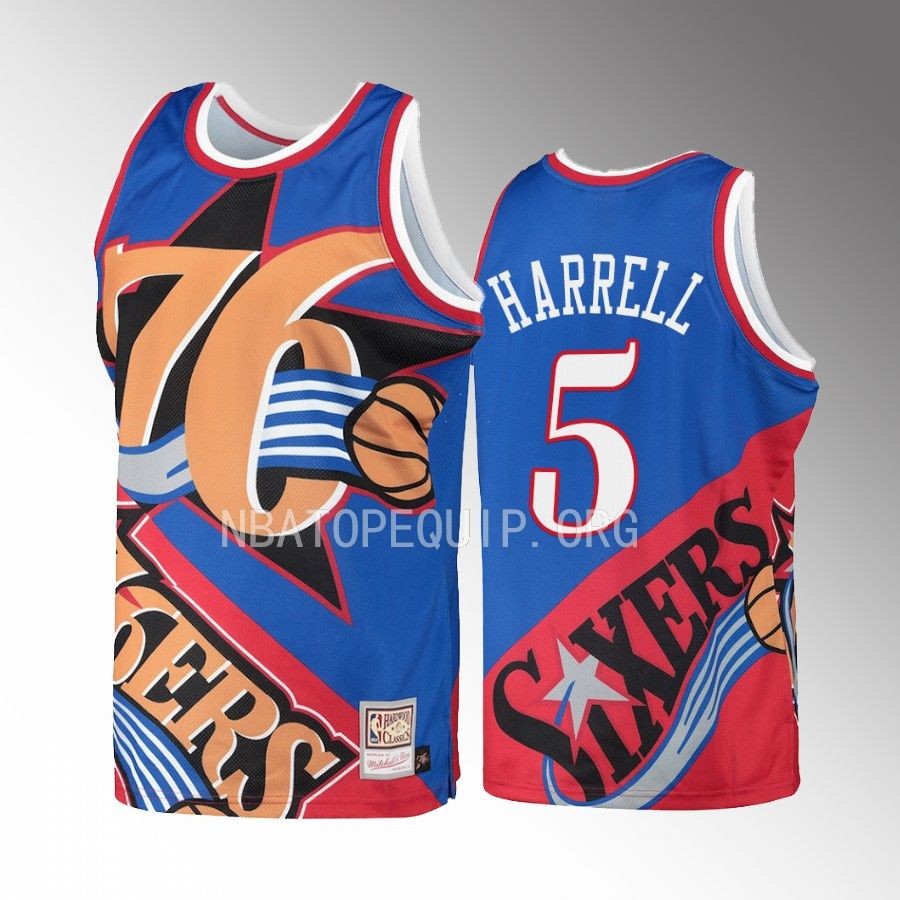 Montrezl Harrell Big Face 5.0 Philadelphia 76ers Jersey Fashion Tank Blue Men's jersey