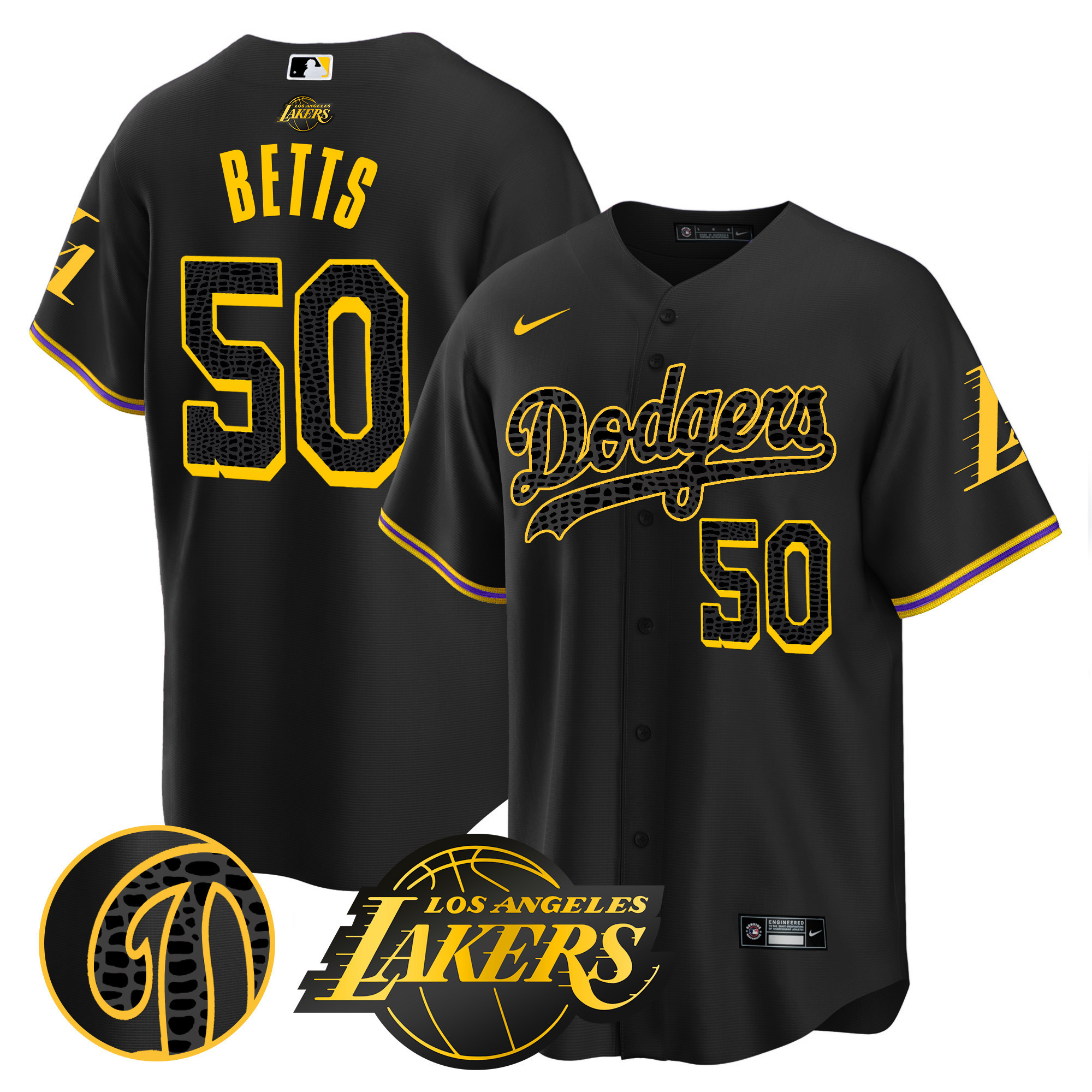Mookie Betts Men's Los Angeles Dodgers Cool Base Mamba Black Jersey