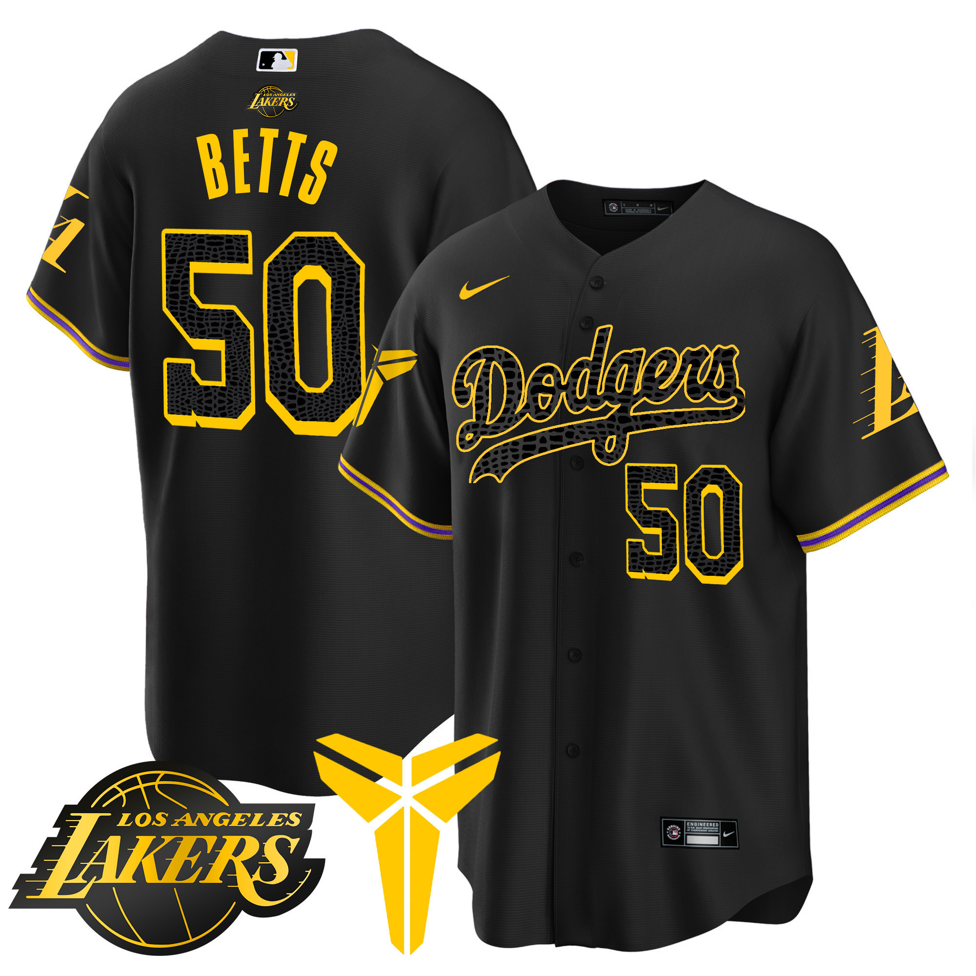 Mookie Betts Men's Los Angeles Dodgers Cool Base Mamba V2 Black Jersey