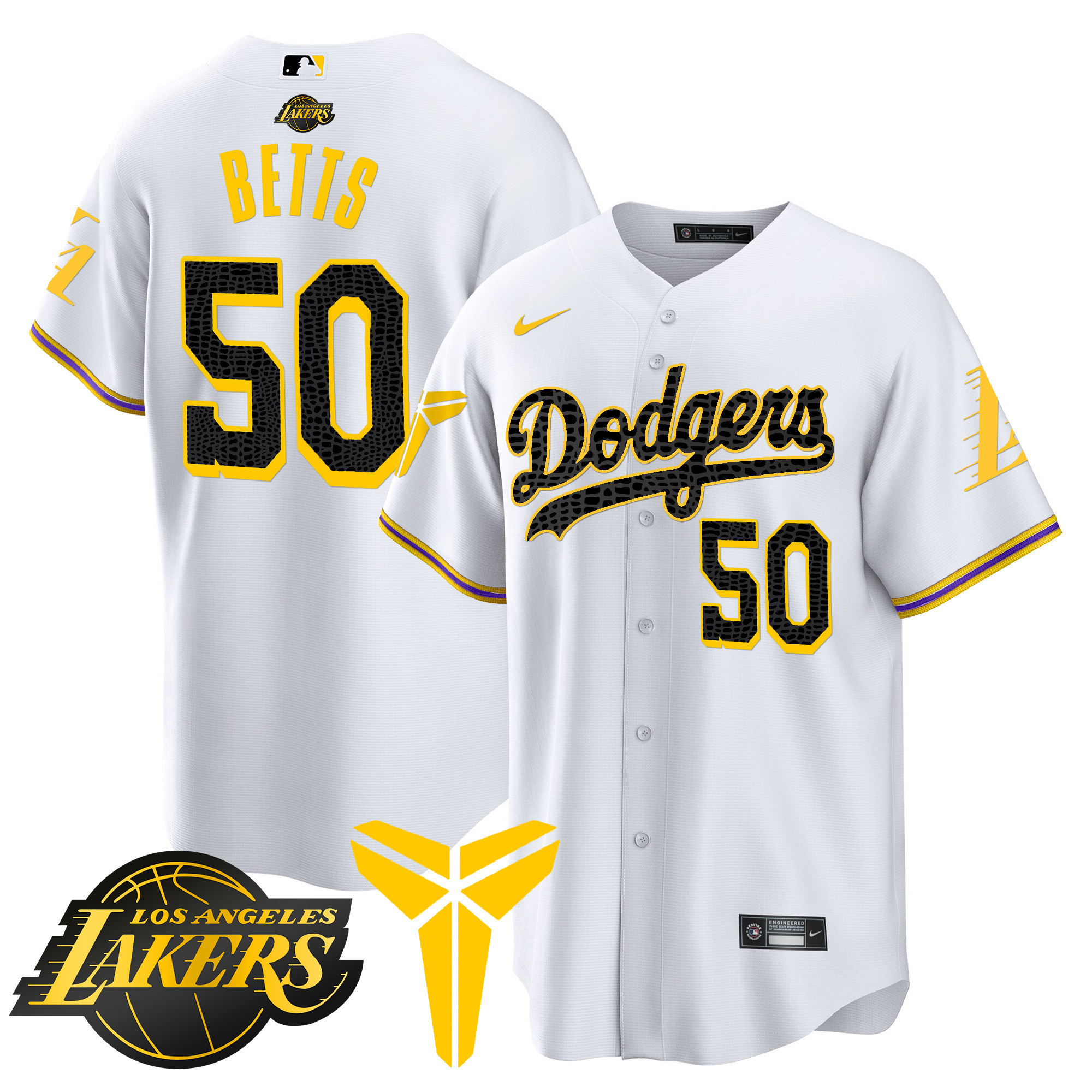 Mookie Betts Men's Los Angeles Dodgers Cool Base Mamba V2 White Jersey