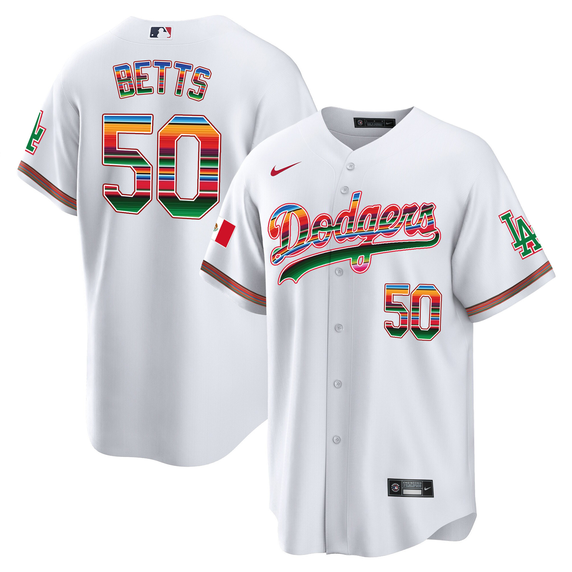Mookie Betts Men's Los Angeles Dodgers Mexico Cool Base Limited White Jersey