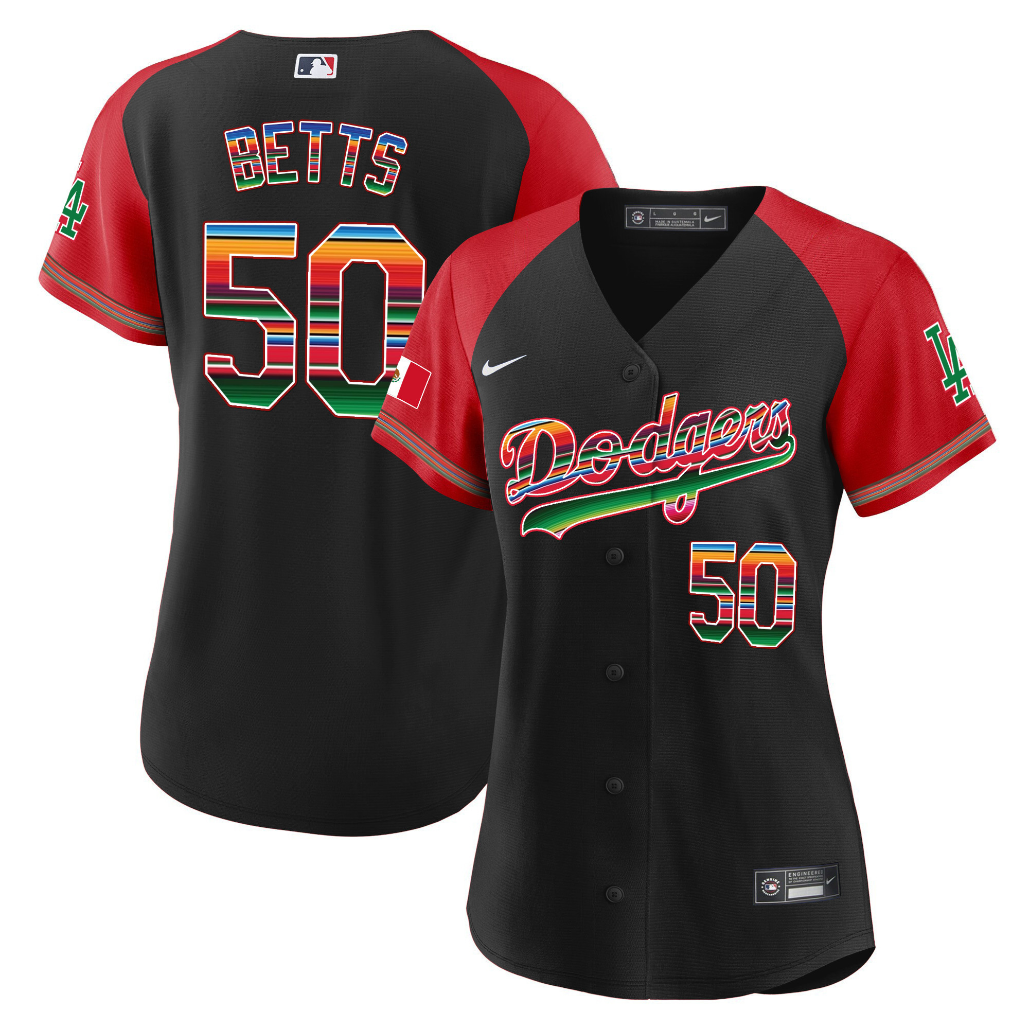 Mookie Betts Women's Los Angeles Dodgers Mexico Alternate Baseball Black Jersey