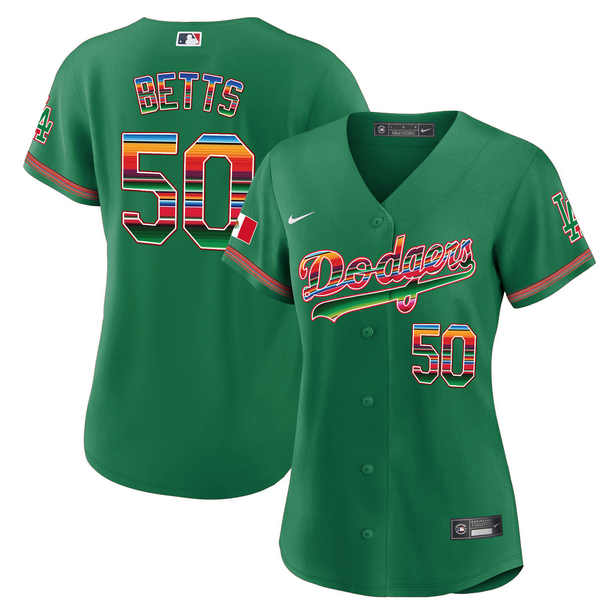 Mookie Betts Women's Los Angeles Dodgers Mexico Baseball Limited Green Jersey