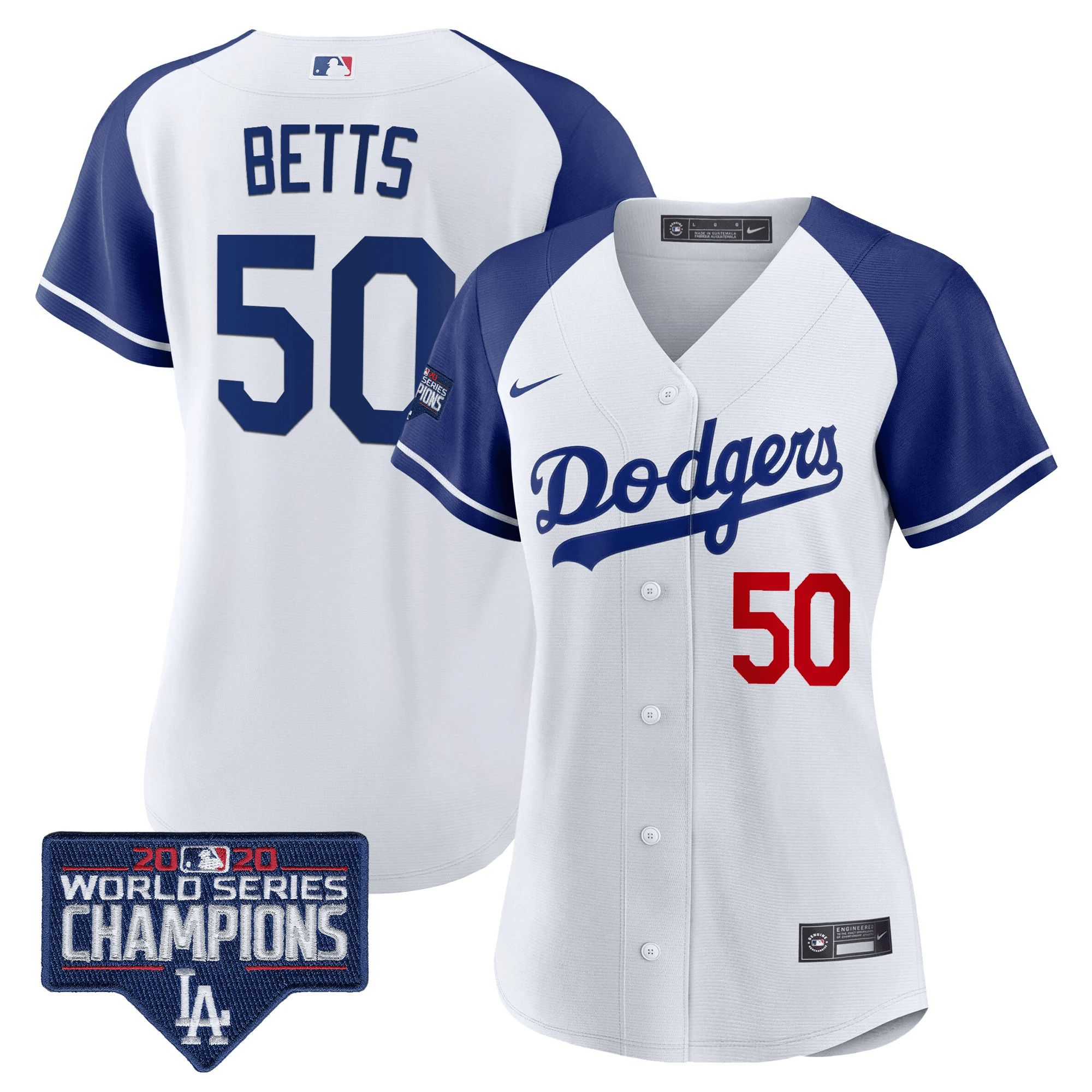 Mookie Betts Women's Los Angeles Dodgers World Series Champions Patch Alternate White Jersey