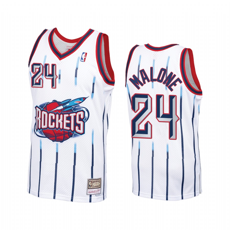 Moses Malone #24 Houston Rockets Hardwood Classics Jersey White
