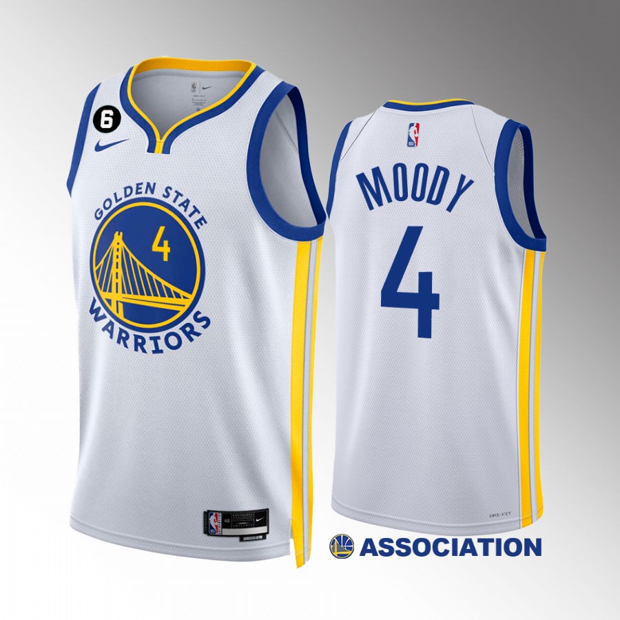 Moses Moody Golden State Warriors White #4 Association Edition Jersey NO.6 Patch