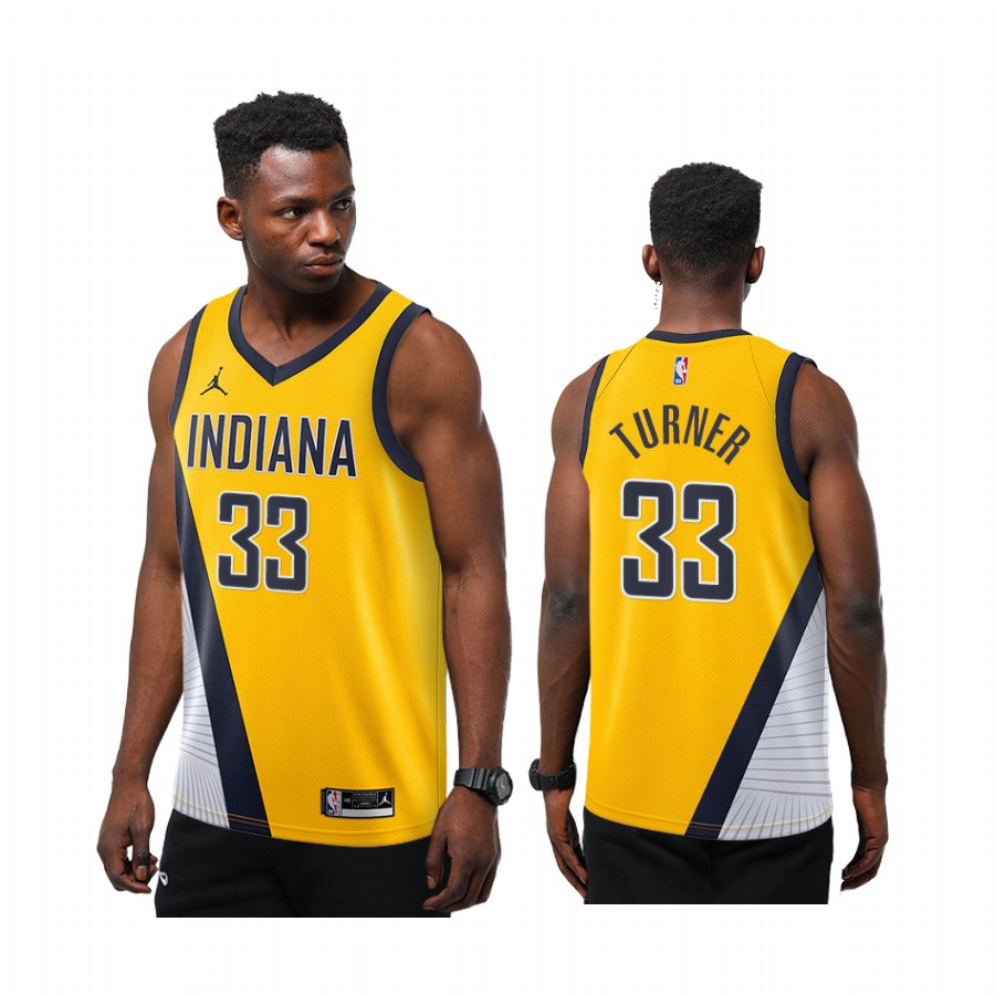 Myles Turner Indiana Pacers Gold Statement Jumpman Jersey