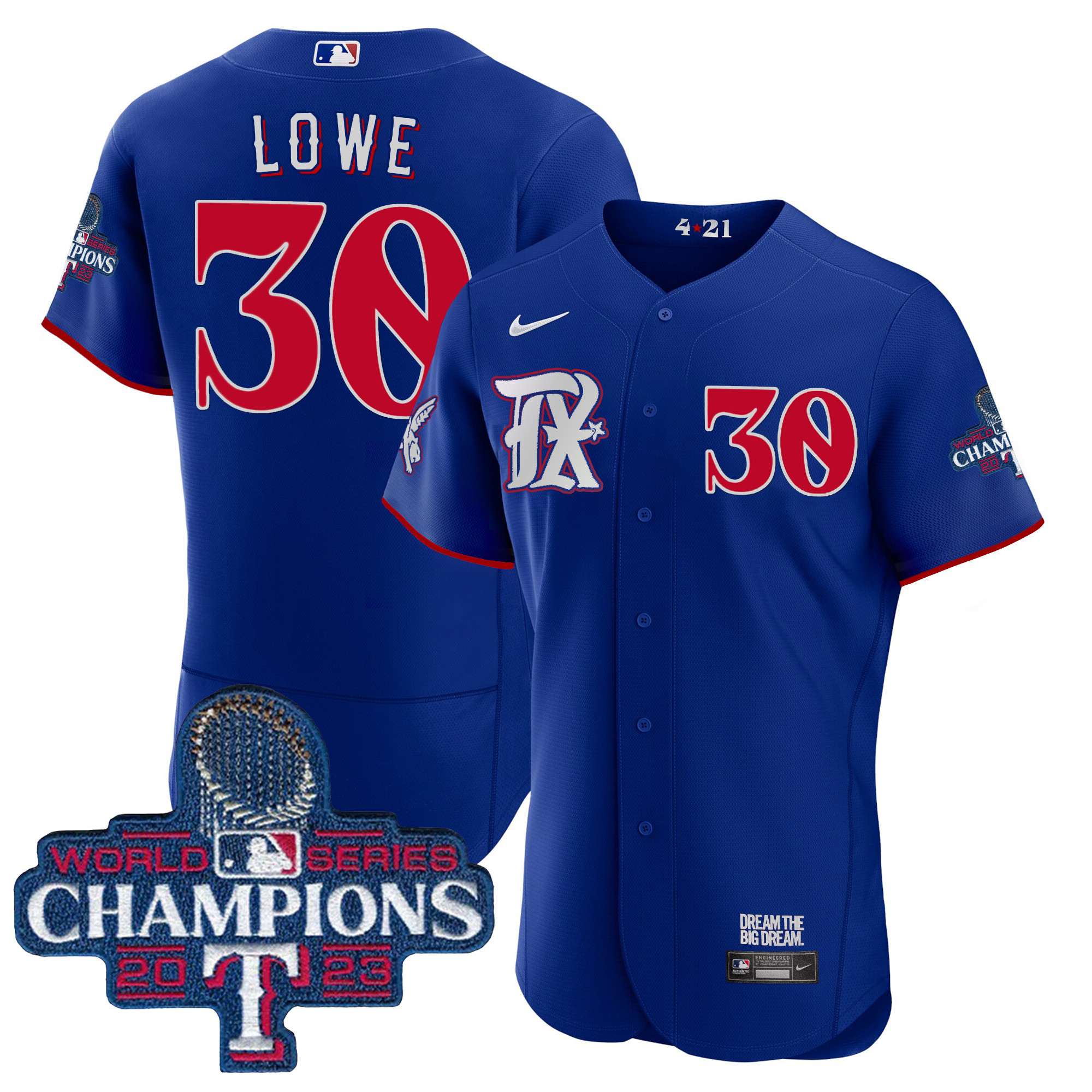 Nathaniel Lowe Men's Texas Rangers World Series Champions City Connect Flex Base Royal Jersey
