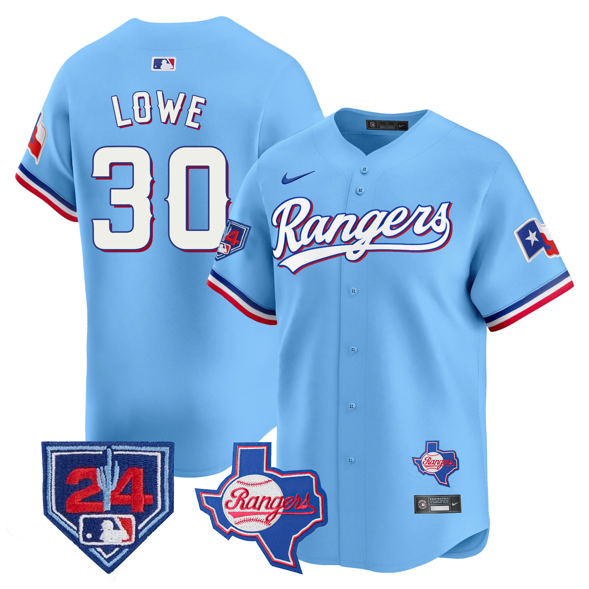 Nathaniel Lowe Men's Texas Rangers Spring Training Patch Vapor Premier Limited Blue Jersey