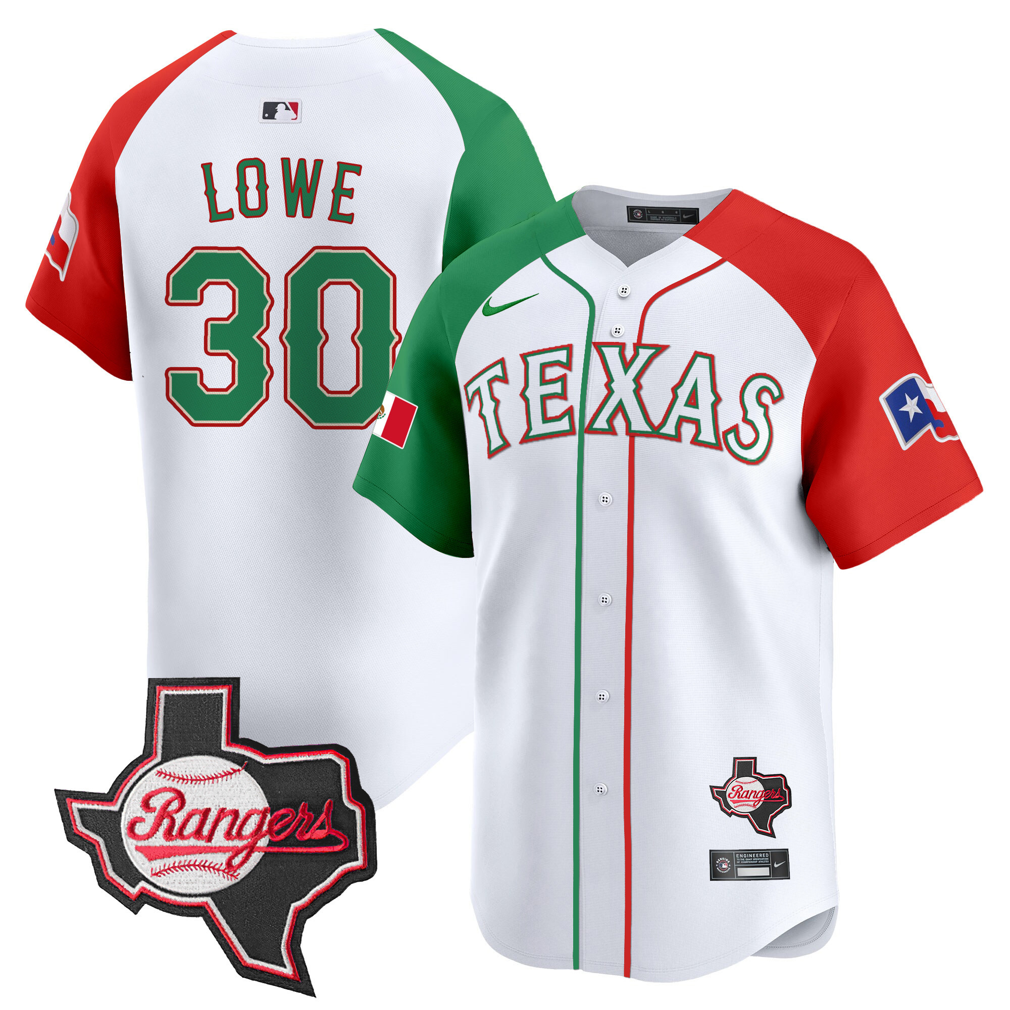 Nathaniel Lowe Men's Texas Rangers Mexico Texas Patch Vapor Premier Limited Alternate Jersey