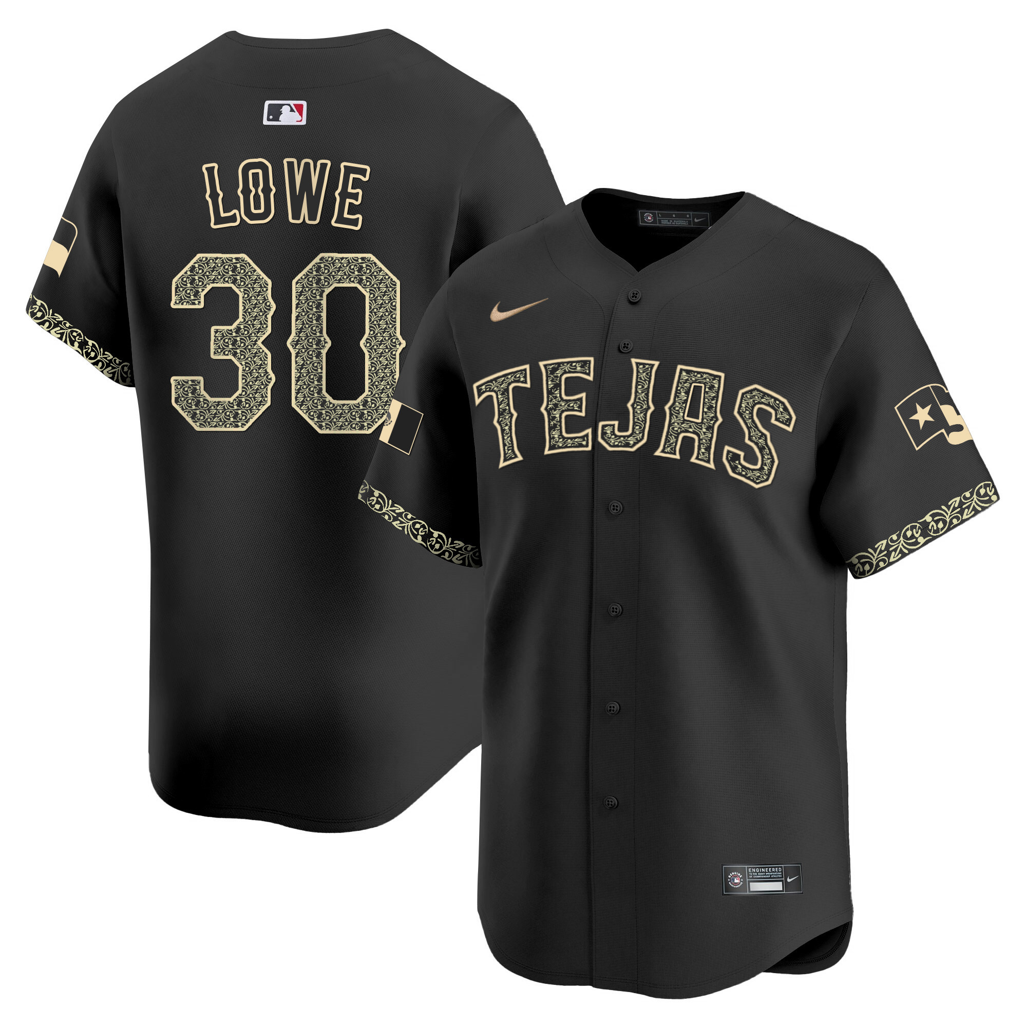 Nathaniel Lowe Men's Texas Rangers Mexico Vapor Premier Limited V2 Black Heritage Jersey