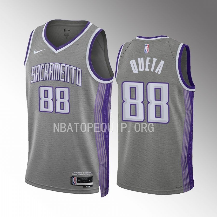 Neemias Queta Sacramento Kings Grey #88 City Edition Jersey Swingman