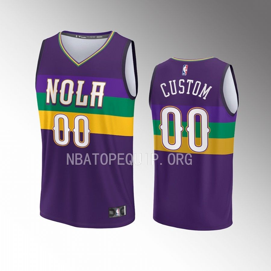 New Orleans Pelicans #00 Custom City Edition Jersey Fastbreak Purple
