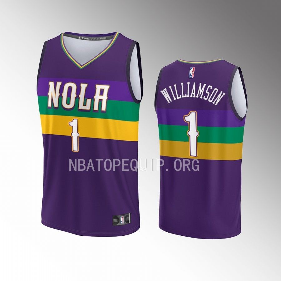 New Orleans Pelicans #1 Zion Williamson City Edition Jersey Fastbreak Purple