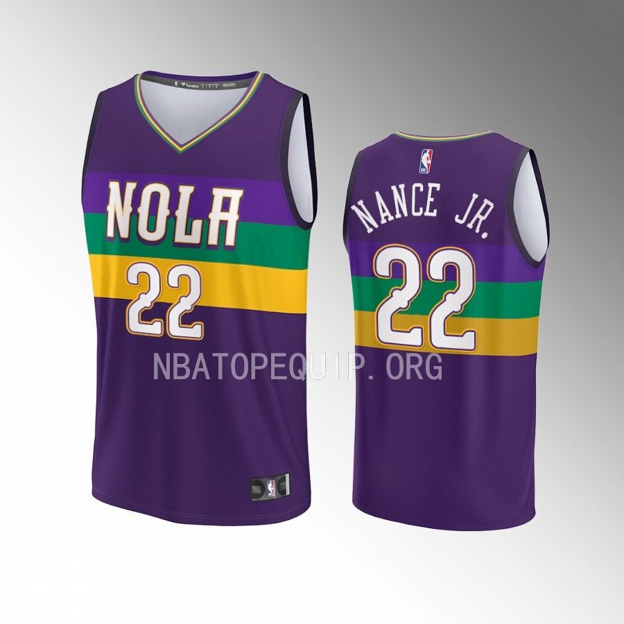New Orleans Pelicans #22 Larry Nance Jr. City Edition Jersey Fastbreak Purple