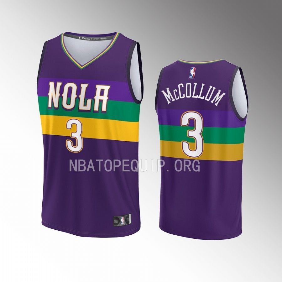 New Orleans Pelicans #3 C.J. McCollum City Edition Jersey Fastbreak Purple