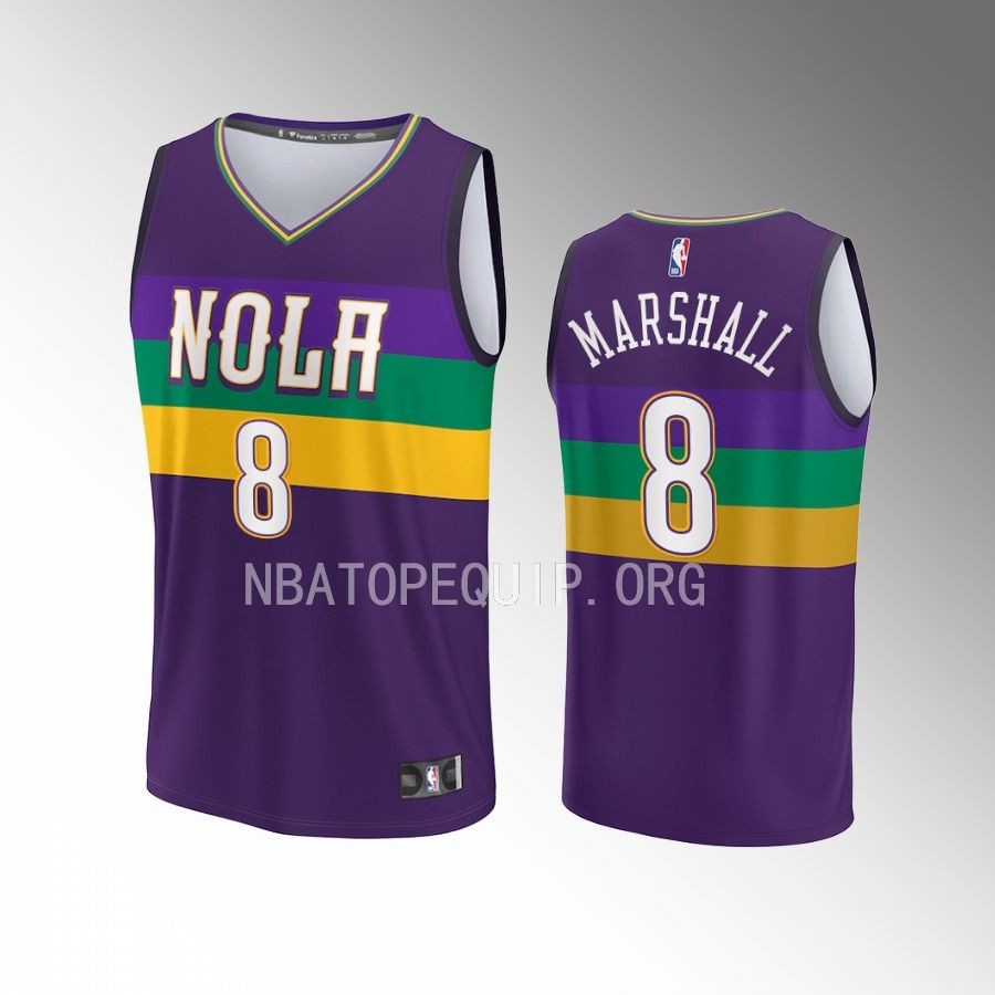 New Orleans Pelicans #8 Naji Marshall City Edition Jersey Fastbreak Purple