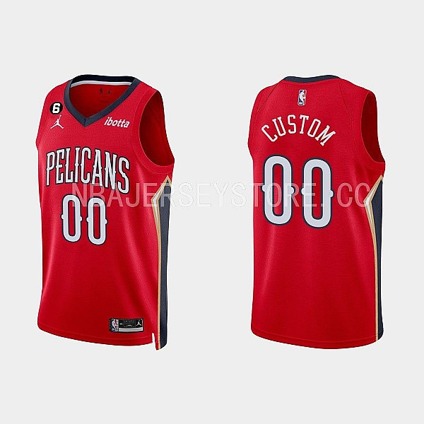 New Orleans Pelicans Custom 00 Red Statement Edition Men Jersey