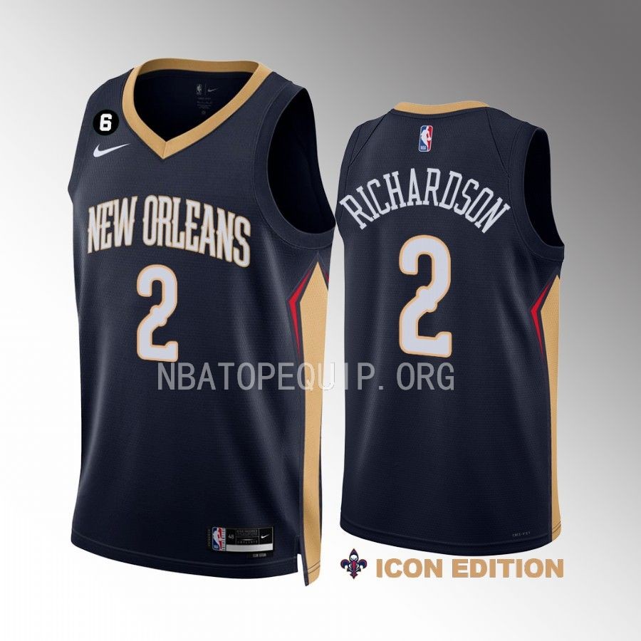 New Orleans Pelicans Josh Richardson Icon Edition Navy #2 Jersey Swingman