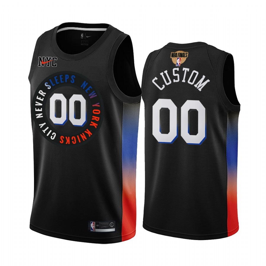 New York Knicks Custom #00 Black Playoffs Jersey