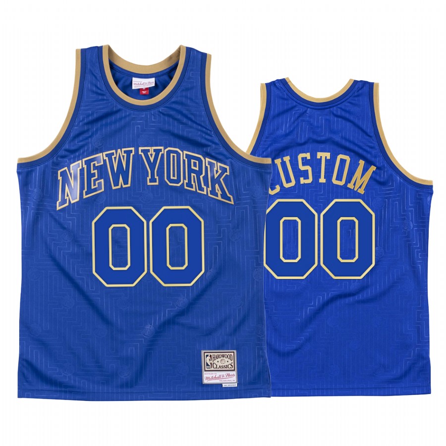 New York Knicks Custom CNY Royal Throwback Jersey