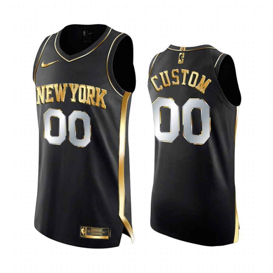 New York Knicks Custom Black Golden Edition Limited Jersey 