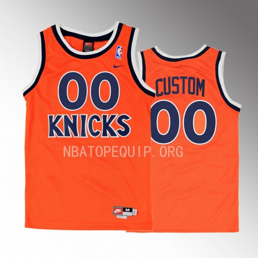 New York Knicks Custom Orange Throwback Men Jersey