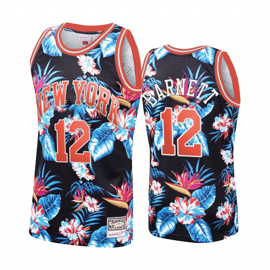 New York Knicks Dick Barnett #12 Floral Fashion Jersey Men's
