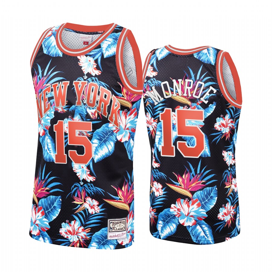 New York Knicks Earl Monroe #15 Floral Fashion Jersey Men's